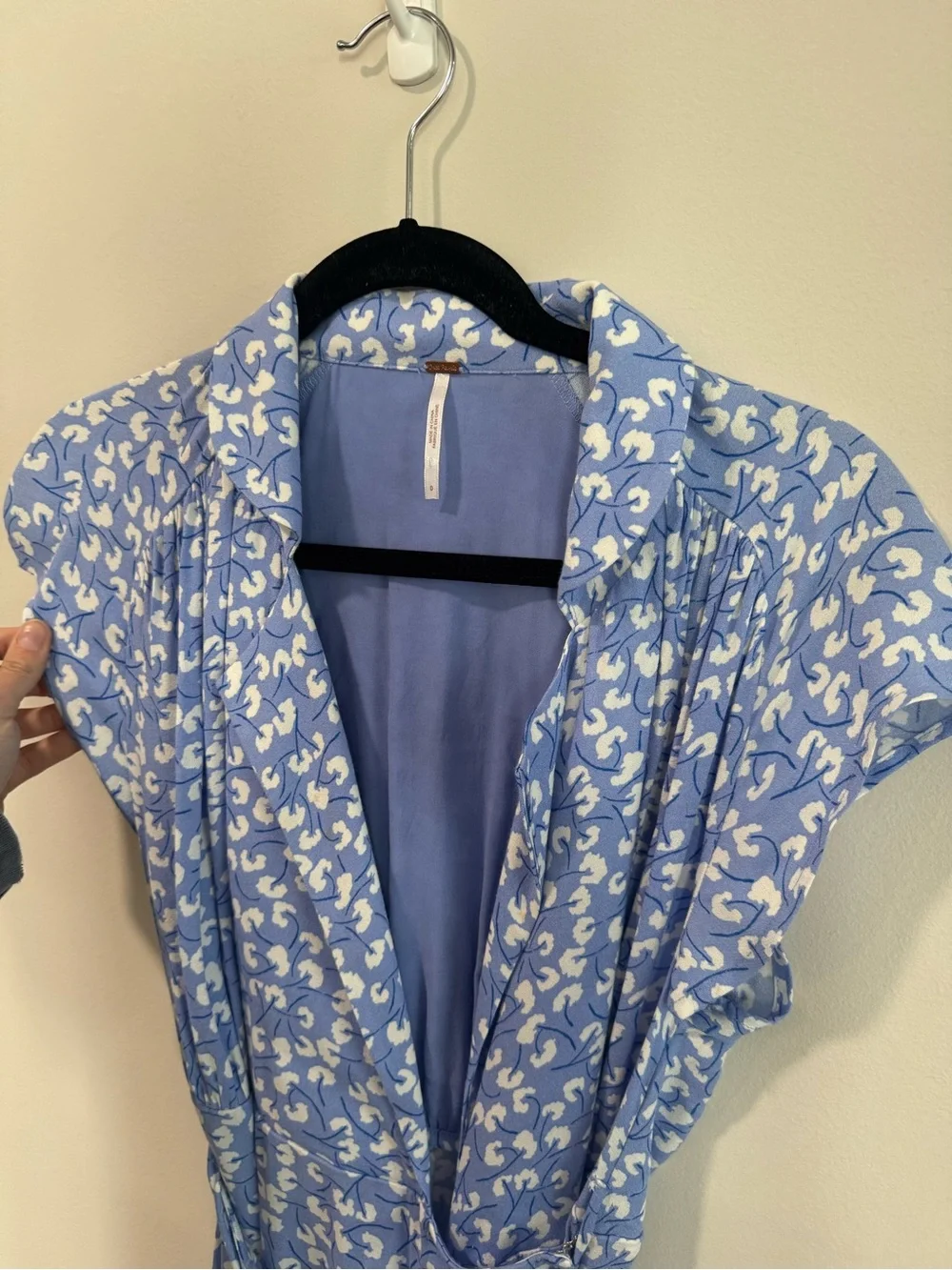 Free People Blue and White Floral Wrap Maxi Dress